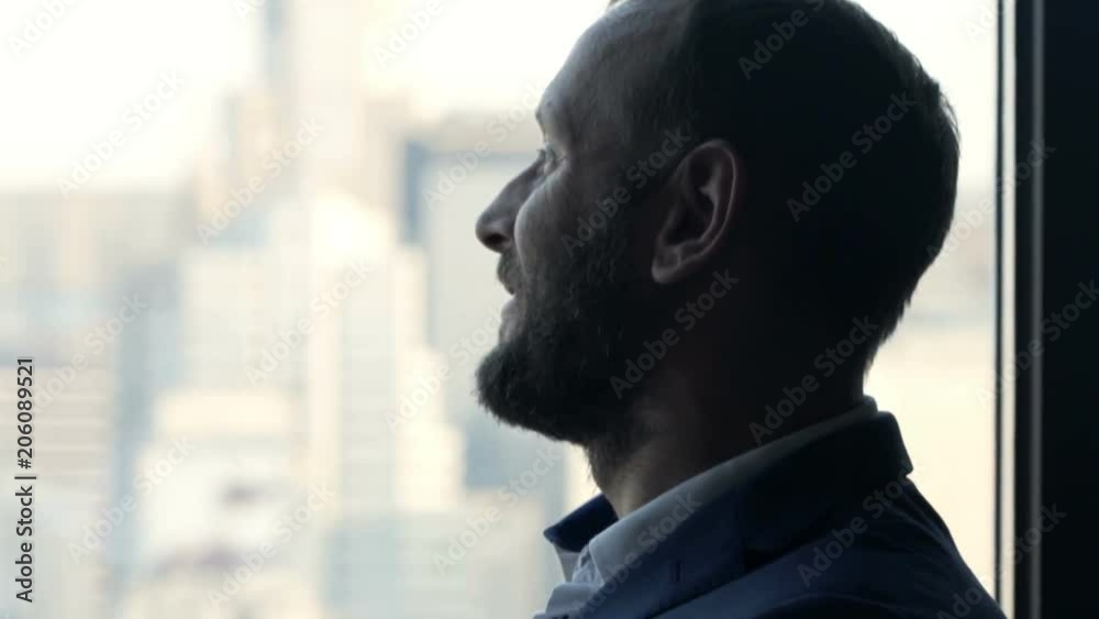 Young businessman admire view standing by window in office
Young businessman admire view standing by window in office