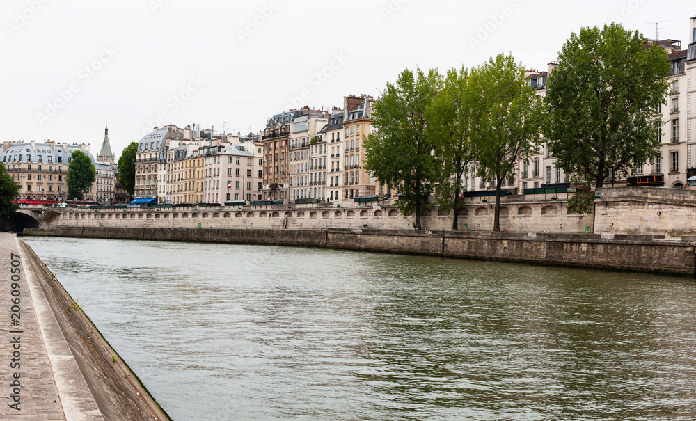 Seine River, Paris, France, with La Cite island.