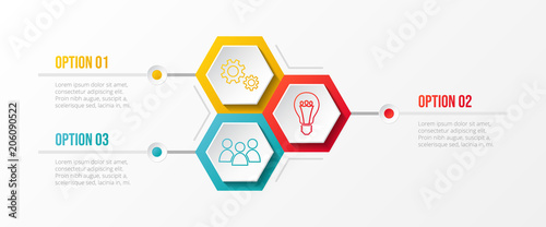 Business infographic with hexagonal icons. Vector.