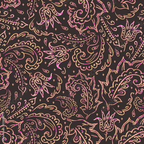 seamless background with floral ornament on a dark background