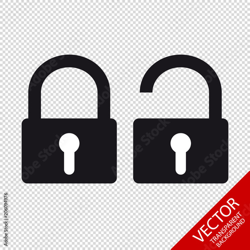 Security Padlock - Locked And Unlocked Vector Icons - Isolated On Transparent Background