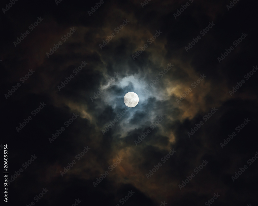 moon at night with clouds