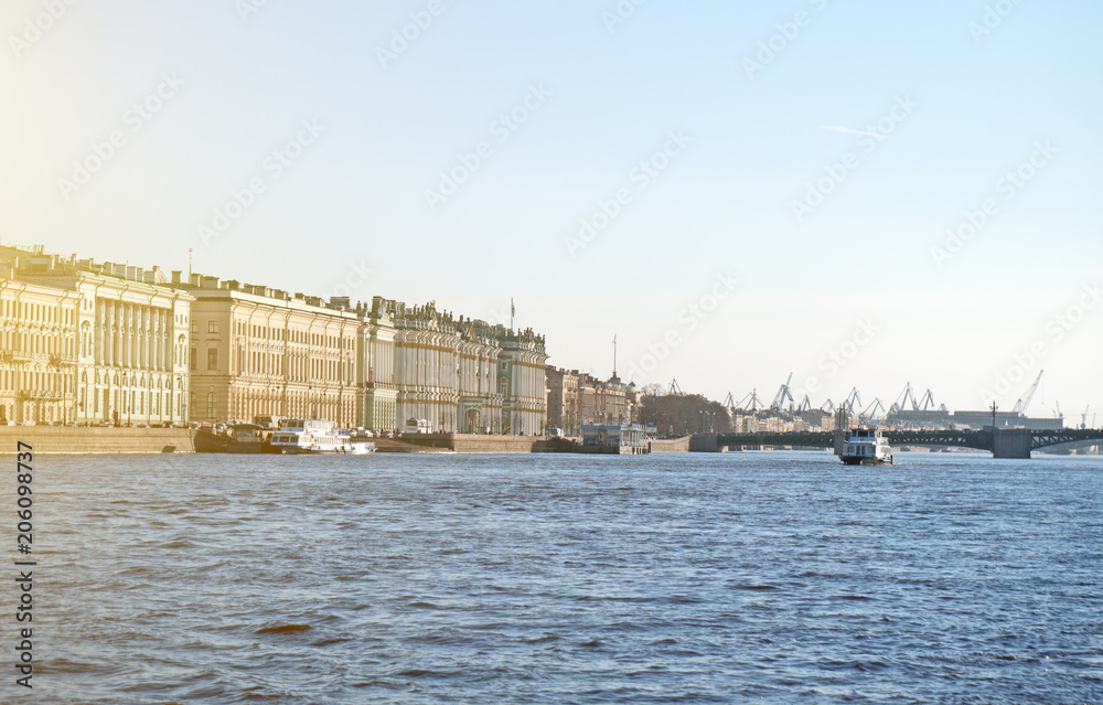 Fototapeta premium Palace bridge and Hermitage in Saint-Petersburg.