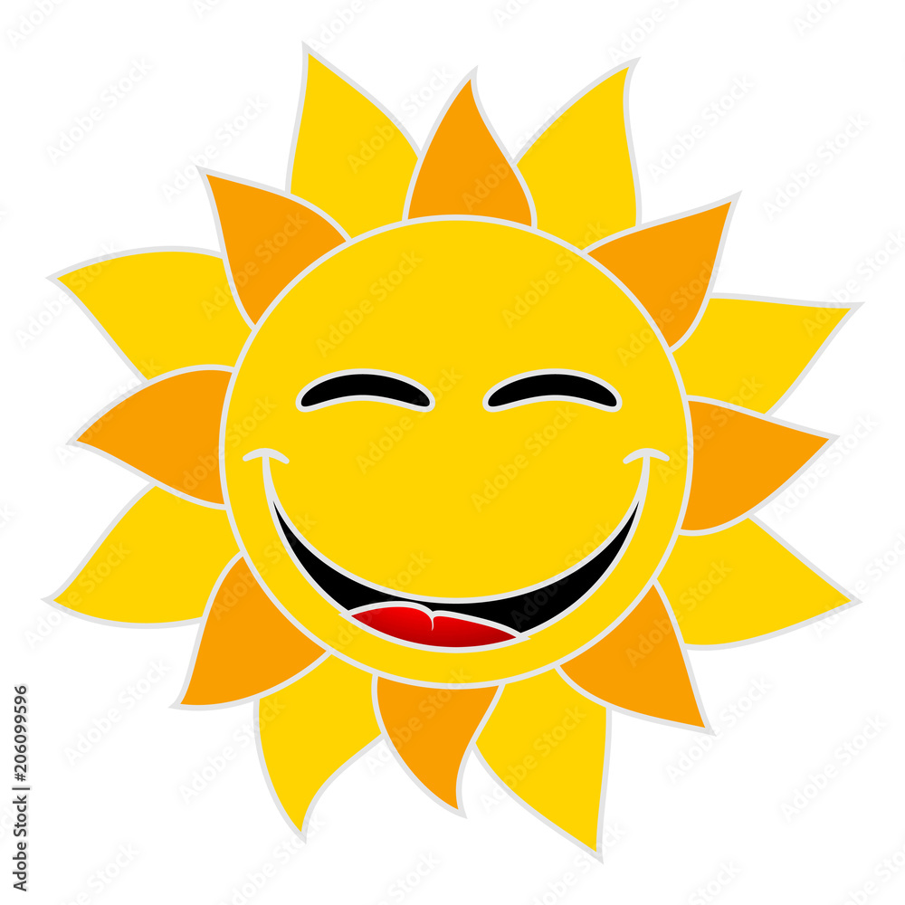 smiling sun on white background