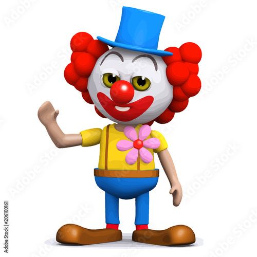 3d Clown waves hello