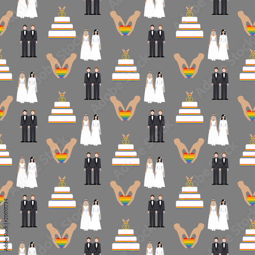 Same sex wedding seamless pattern