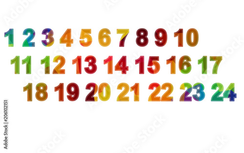 colored numbers one to twelve, can be advent numbers