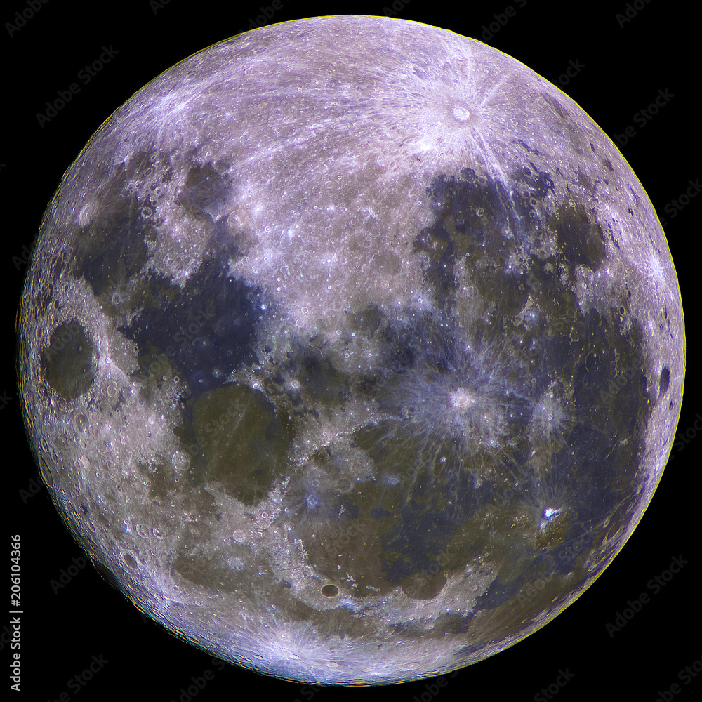 Upside down super Moon isolated in dark background space, with its