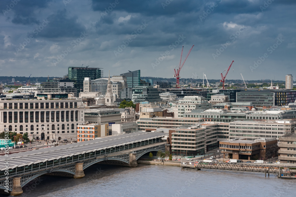 Aerial view of Blackfriars Railway Bridge in London Aerial view of Blackfriars Railway Bridge in London