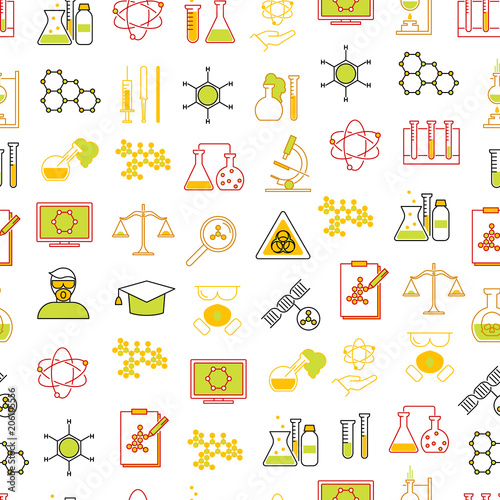 Chemical Seamless Pattern Background . Vector
