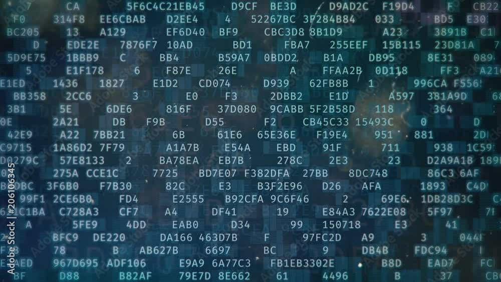 Abstract hacking background, programming code strings changing on screen. Abstract hacking background