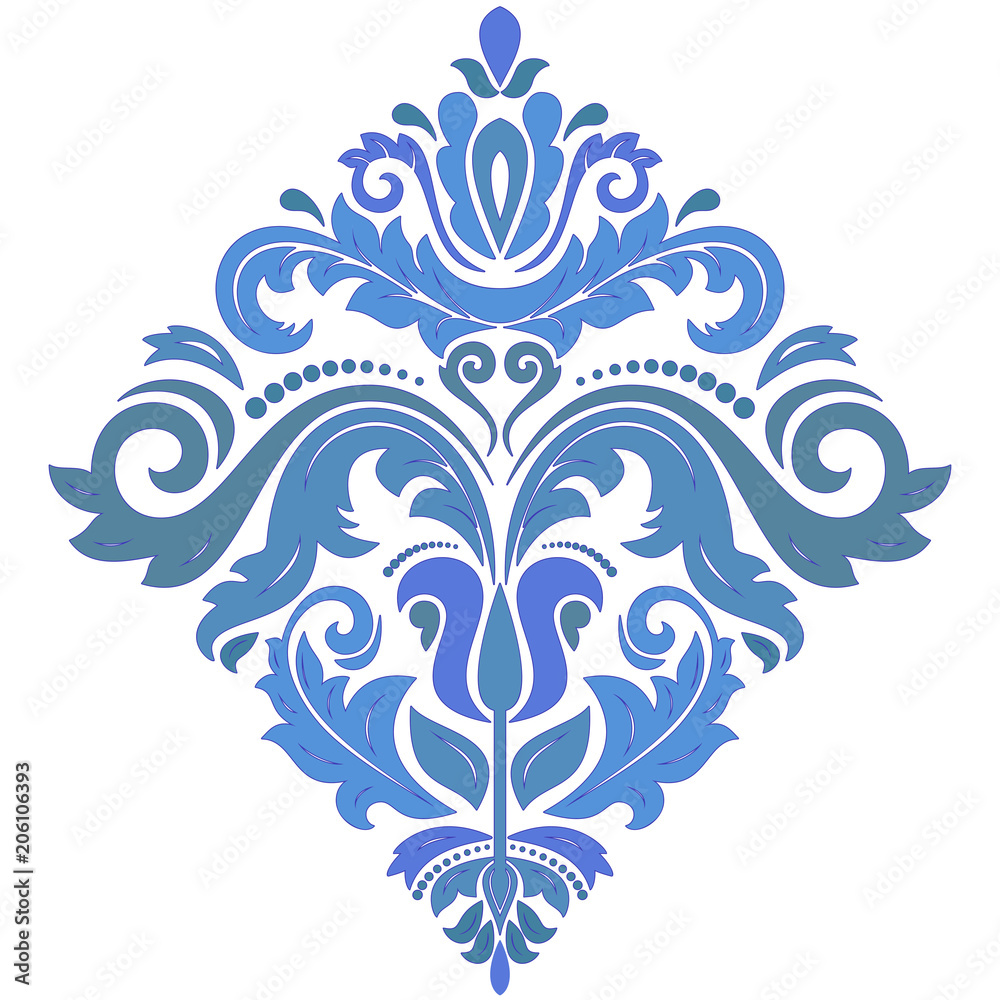 Elegant vintage vector blue ornament in classic style. Abstract traditional pattern with oriental elements. Classic vintage pattern