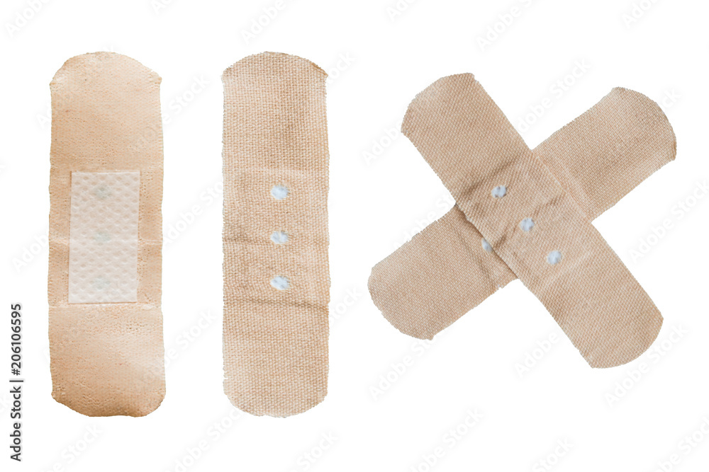 Set of medicine plaster isolated on white background. First medical aid. Set of medicine plaster isolated on white background. First medical aid.