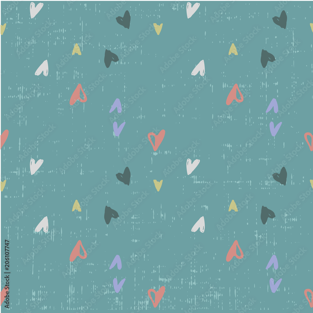Fototapeta premium Cute childish Seamless pattern with hearts for holidays birthday lovely design Hand drawn vector background.