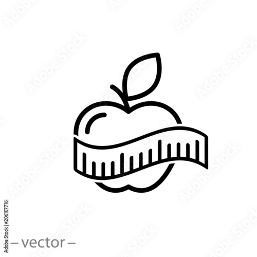measuring tape around apple vector icon
