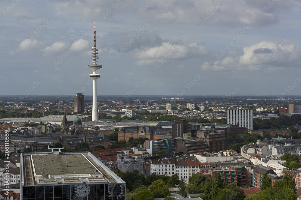 Aerial view of Hamburg city