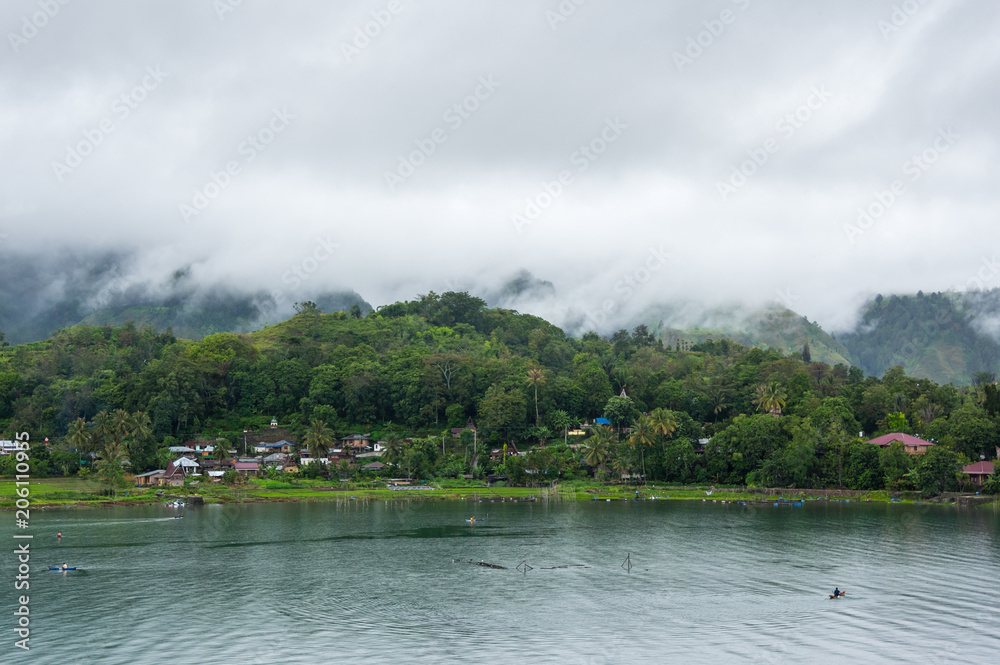 View of island Samosir on Lake Toba