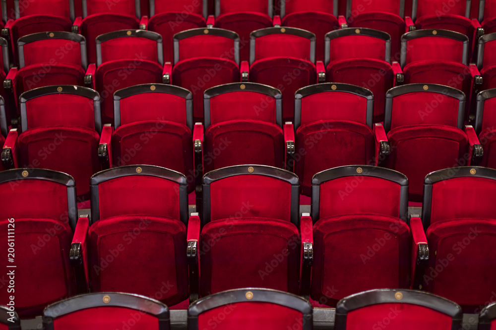 Fototapeta premium Red seats in a empty theater and opera.