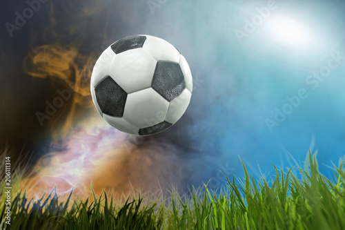 3D Illustration of a Soccer ball in arena 