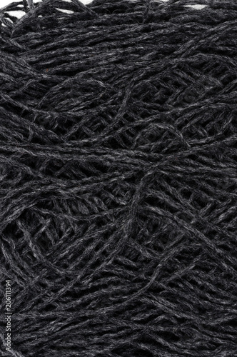 Black and gray woolen thread. View from above.