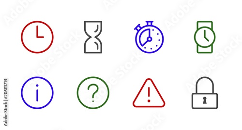 Set clock Line icon stock vector illustration. Editable Stroke. 100x100 Pixel Perfect