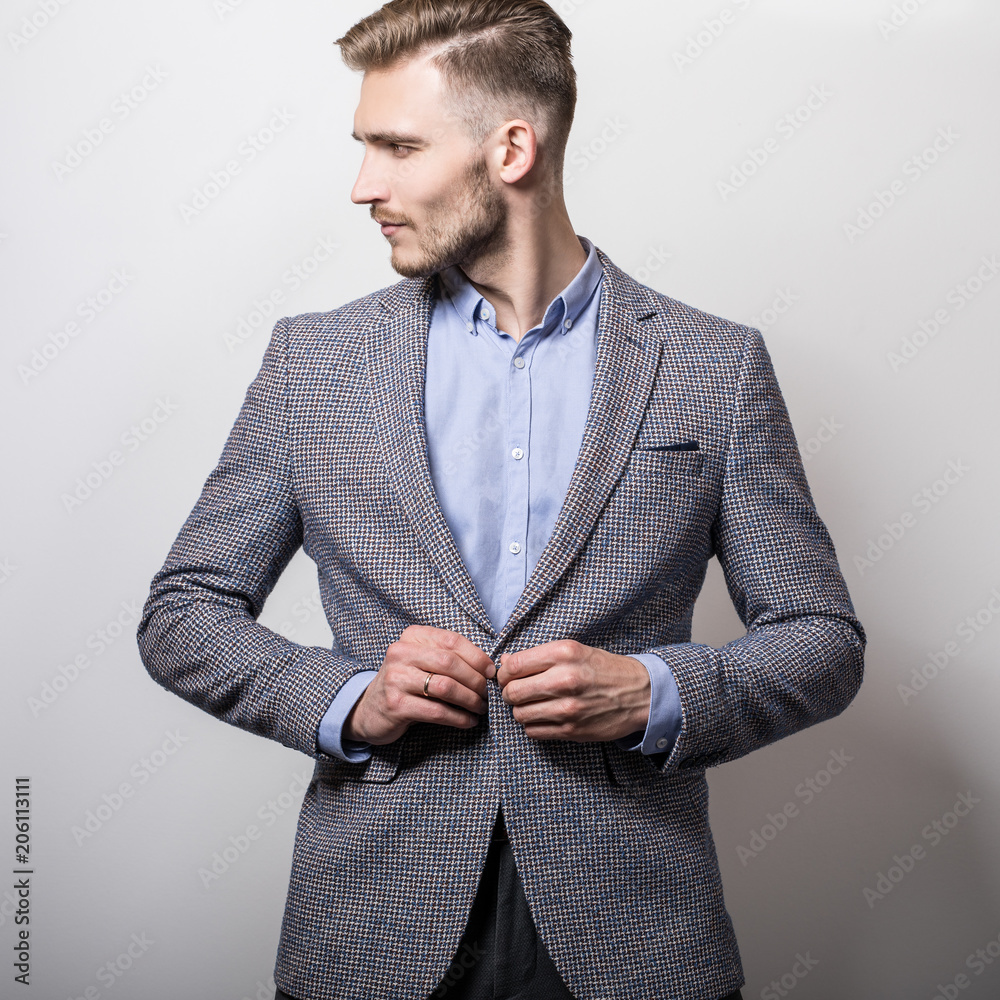 Young Indian Male Model Wearing Khaki Blazer Front Pose Stock Photo,  Picture and Royalty Free Image. Image 92024455.