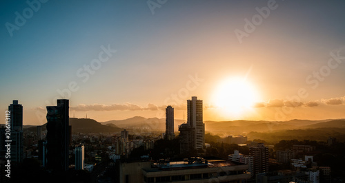  sunset sky above Panama City - cityscape panorama view