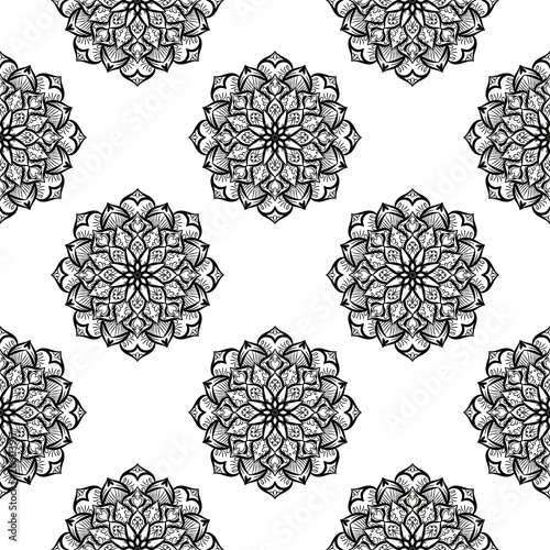 Flower mandala seamless pattern in indian style