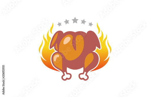 Hot Chicken Logo Design Illustration