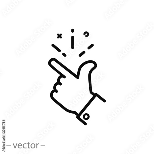 easy icon, finger snapping line sign - vector illustration eps10