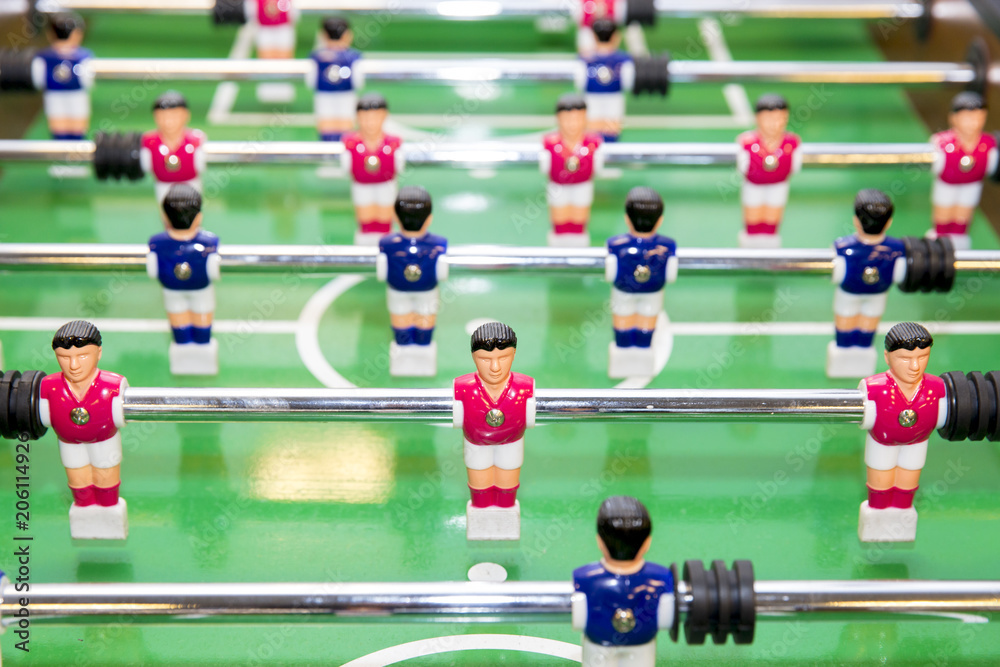table football with blue and red players table football with blue and red players