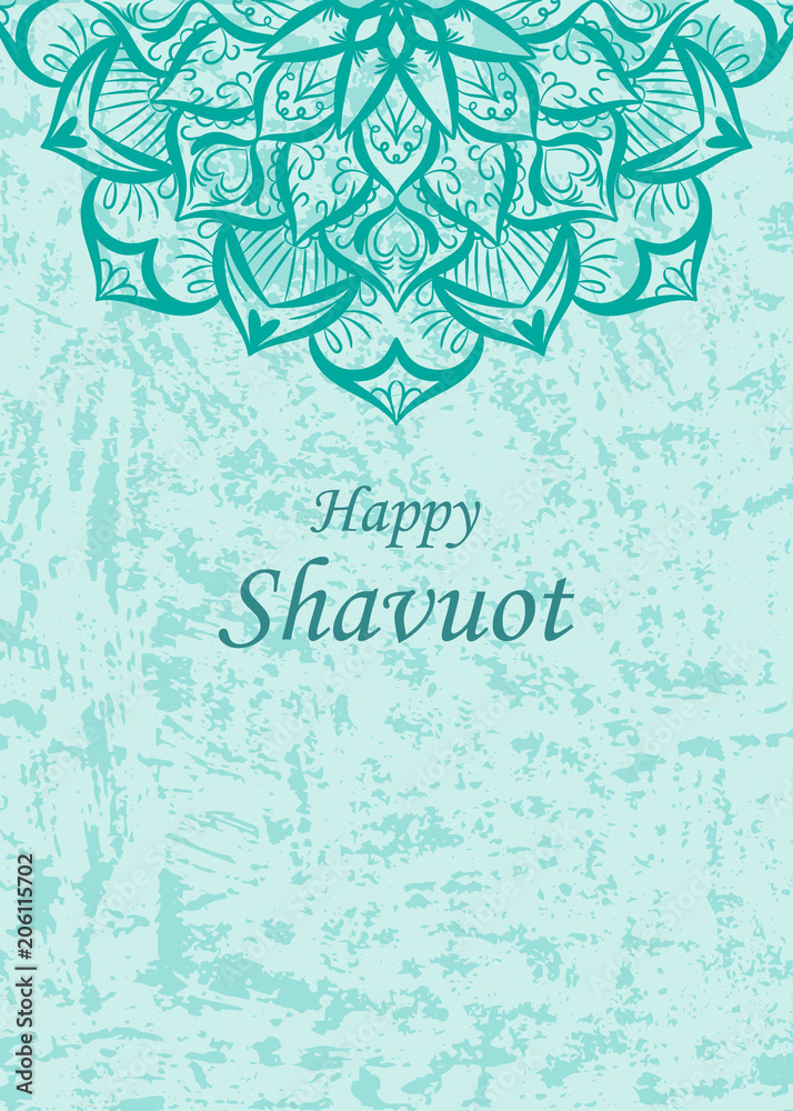 Obraz premium Happy Shavuot banner with flower mandala in vector