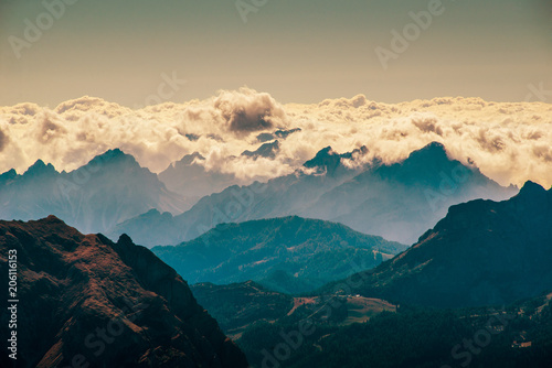 beautiful landscape scenery of italien dolomites, rifugio lagazuoi, cortina d´ampezzo, passo falzarego