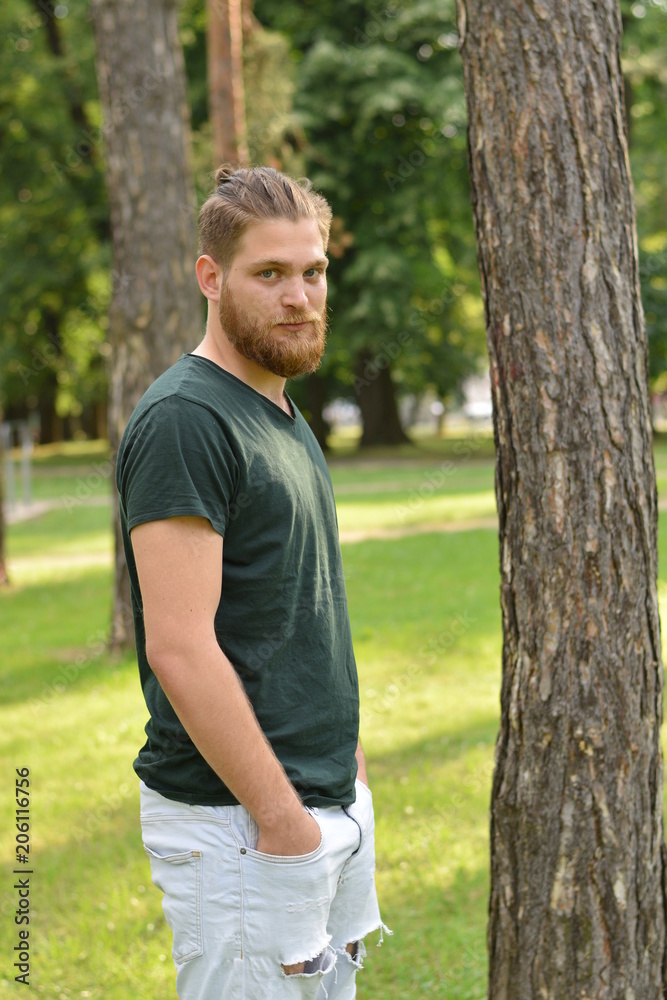 beard man in park