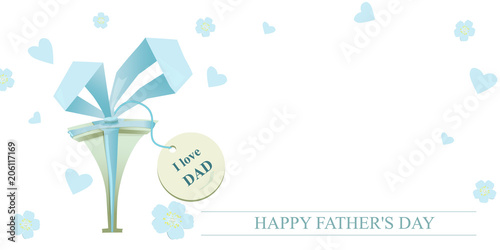 Father's day, greeting card. A gift to dad, on a white background blue hearts and flowers. Feast for the father. © Da_Art