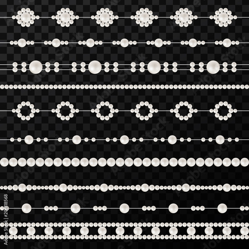 Creative vector illustration of pearl glamour beads. Art design borders necklace patterns. Abstract concept graphic element. Elegant luxury decoration vintage feminine accessories