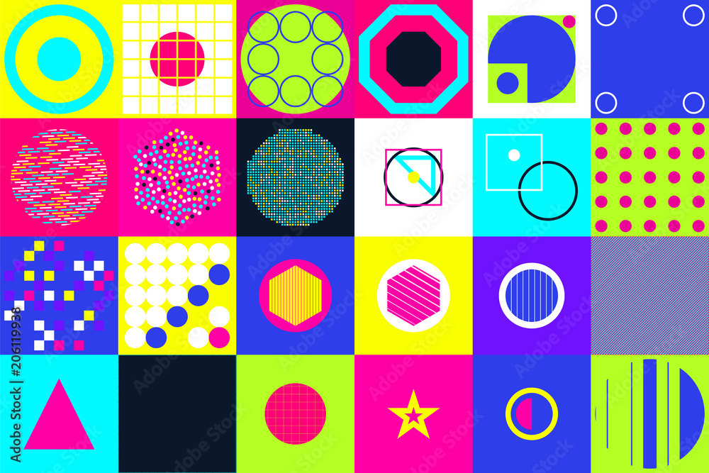 Geometric figures collection. Universal Vector colorful individu