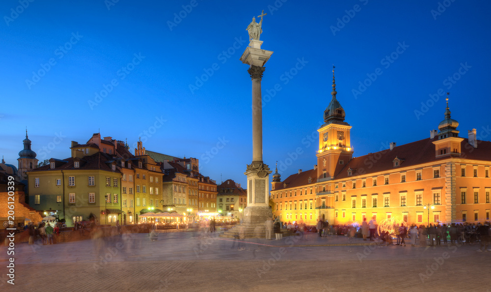 Night view of the old city. Warsaw, Poland.