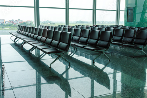 Empty bench in the terminal of airport