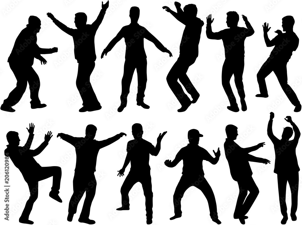 Dancing people silhouettes. Vector work. Dancing people silhouettes. Vector work.