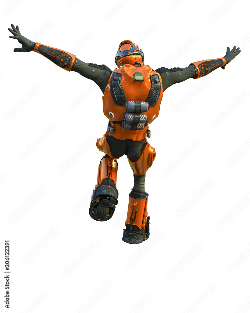 astronaut in orange exo suit exploring arround astronaut in orange exo suit exploring arround