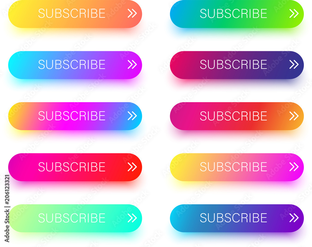 Bright colorful subscribe icons isolated on white. Bright colorful subscribe icons isolated on white.