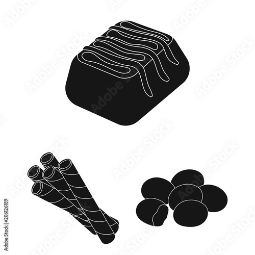 Chocolate Dessert black icons in set collection for design. Chocolate and Sweets vector symbol stock web illustration.
