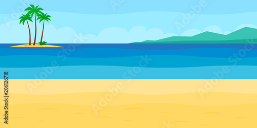 Fototapeta Naklejka Na Ścianę i Meble -  Sea panorama, beach vector background