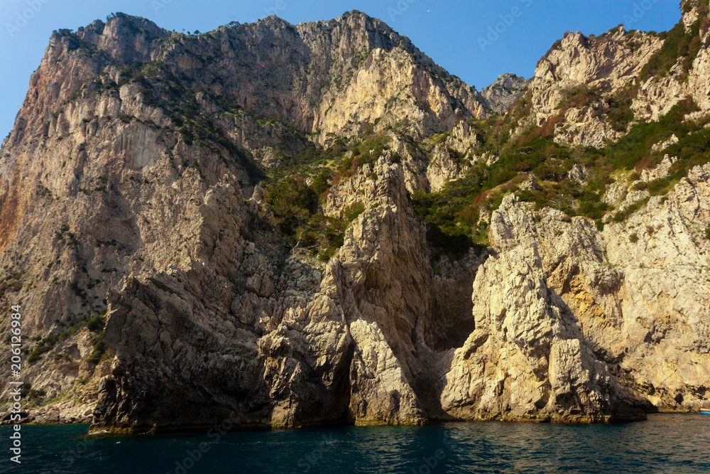 Cliffs of the rocky Capri Island Coastline