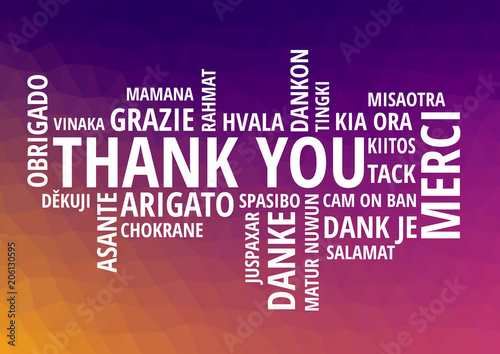 Colorful Thank You Word Cloud in vector format - illustration