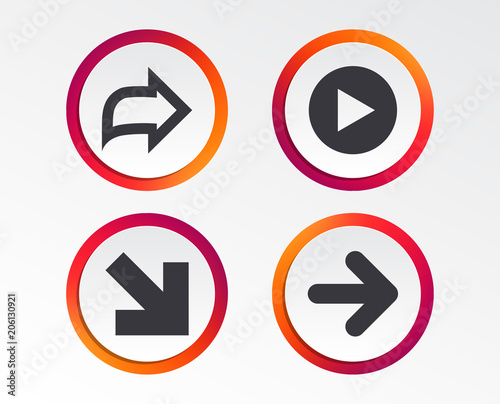 Free Download Arrow icons. Next navigation arrowhead signs. Direction symbols. Infographic design buttons. Circle templates. Vector - GFXLoad