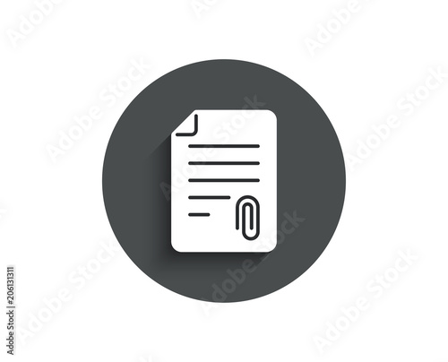 CV attachment simple icon. Document file symbol. Circle flat button with shadow. Vector
