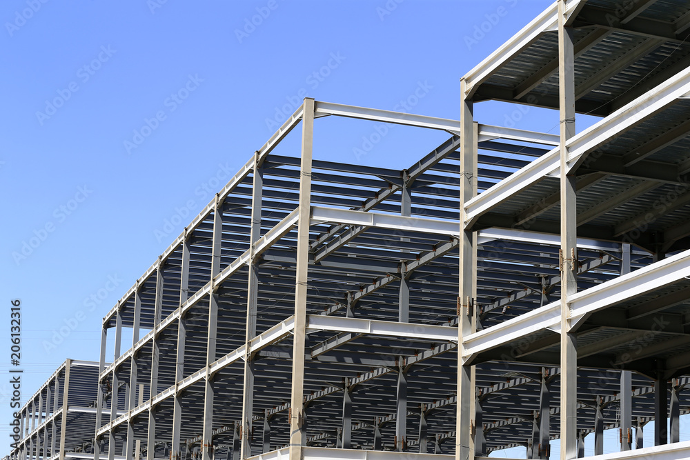 The steel frame structure under construction The steel frame structure under construction