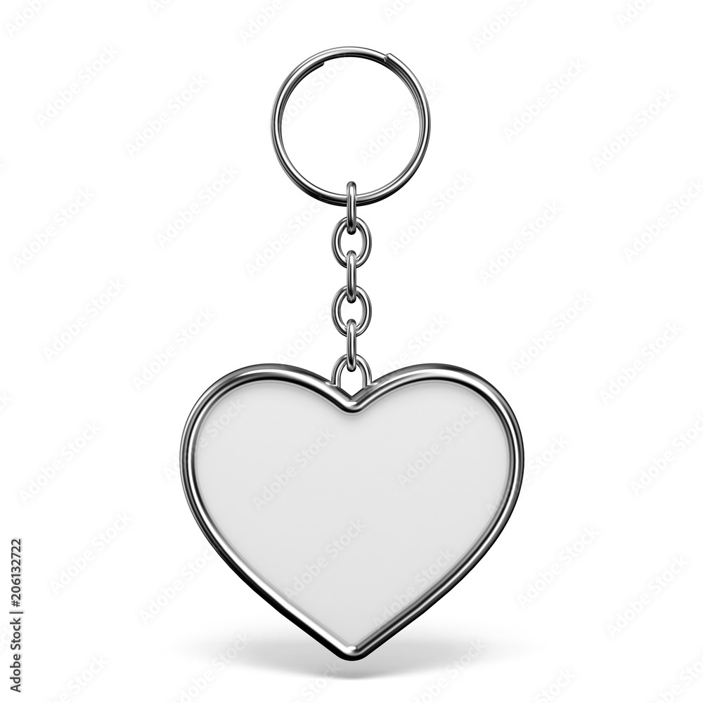 Blank metal trinket with a ring for a key heart shape 3D